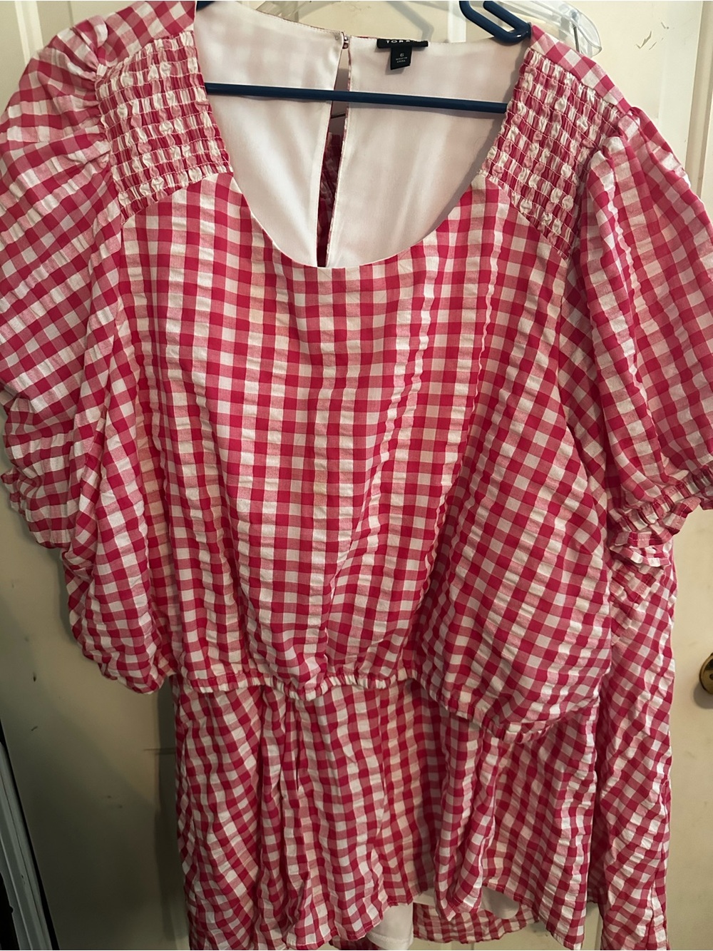 Torrid Pink Gingham Smocked Sleeve Top and Skirt size 6